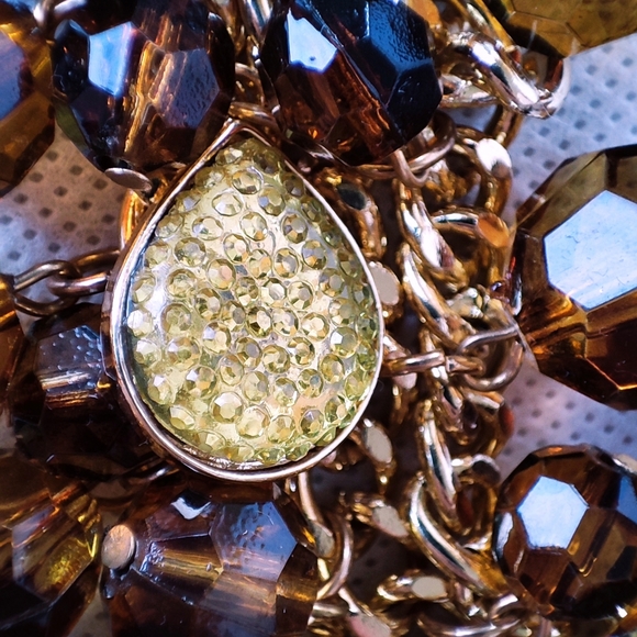 Acrylic Faceted Root Beer Citrine Molded Plastic Teardrop Necklace Unsigned EUC - Picture 6 of 12